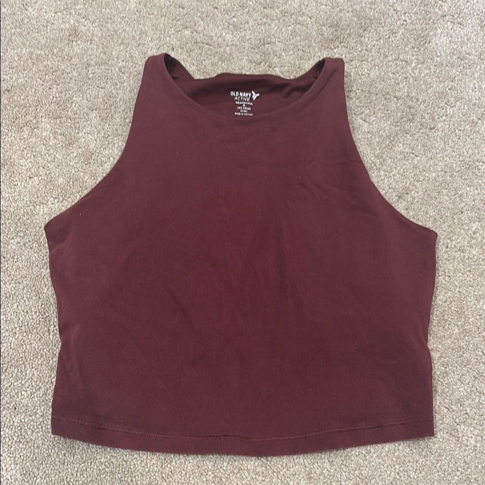 Old Navy Red Fitted Athletic Crop Tank Top with a built in bra.